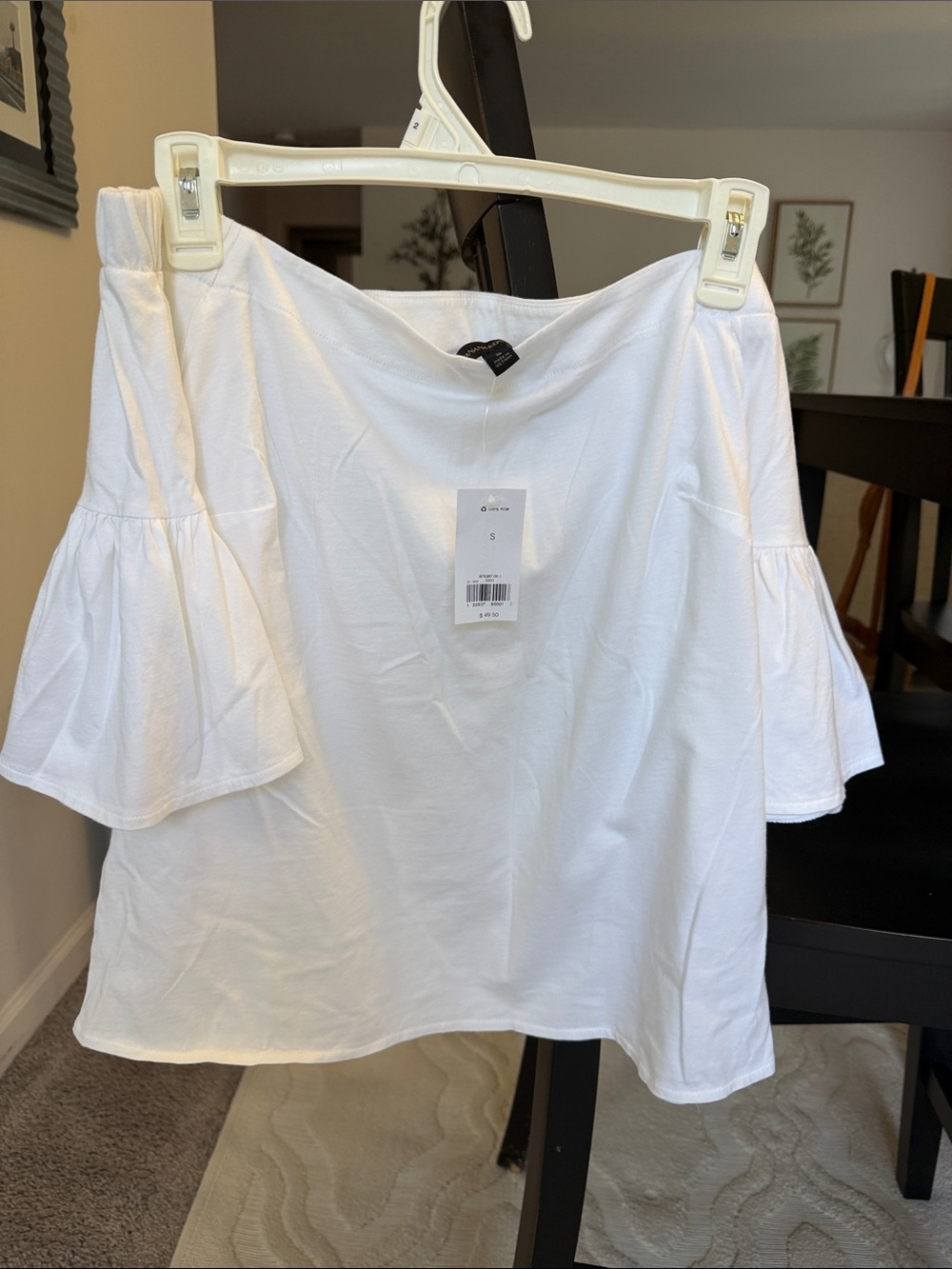 Banana Republic White Off-Shoulder Bell-Sleeve Tunic